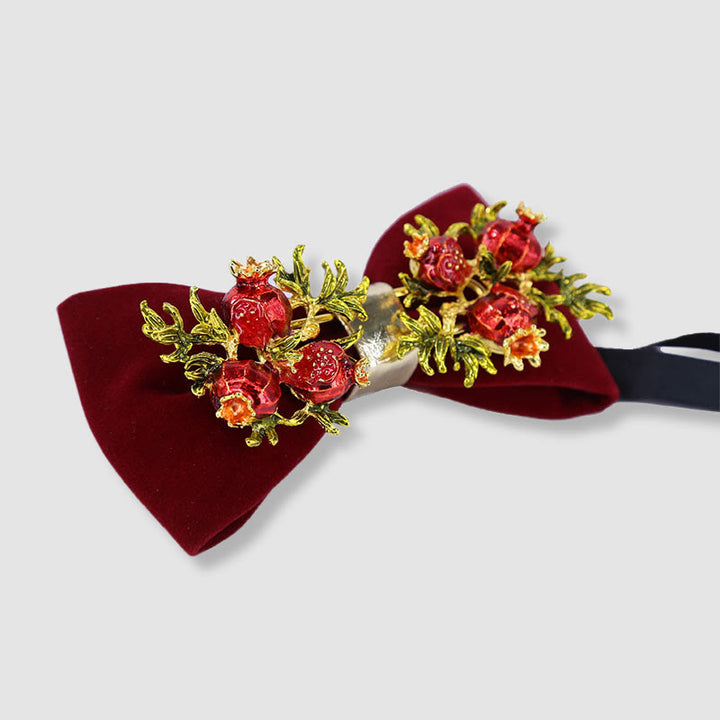 Men's Burgundy Pomegranate Floral Bow Tie - image 4
