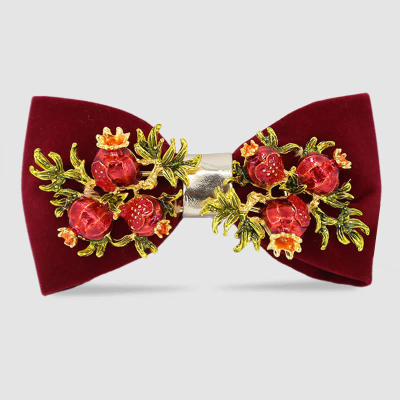 Men's Burgundy Pomegranate Floral Bow Tie - Burgundy - image 0