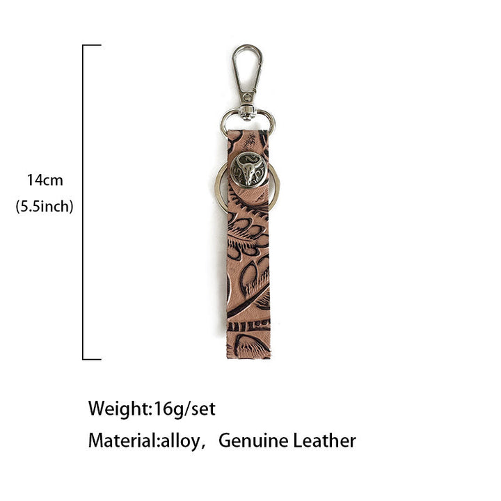 Western Genuine Leather Embossed Pendant Keychain - image 7