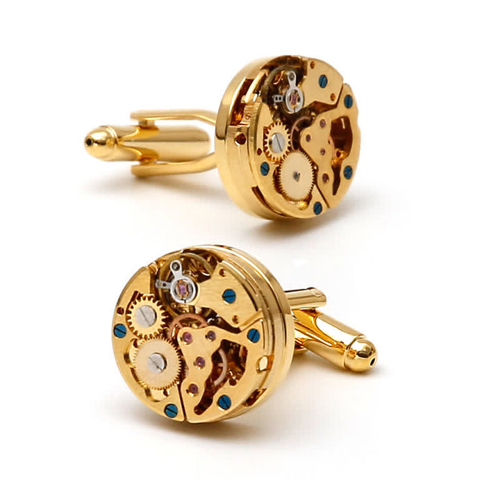 Exquisite Gold Mechanical Steampunk Gears Cufflinks - image 5