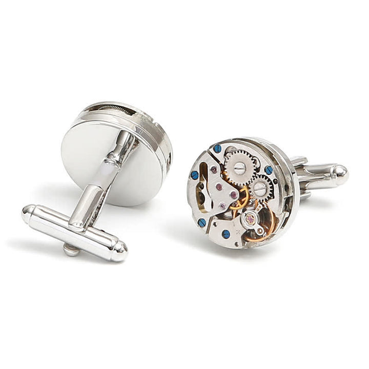 Exquisite Silver Mechanical Steampunk Gears Cufflinks - Silver - image 0