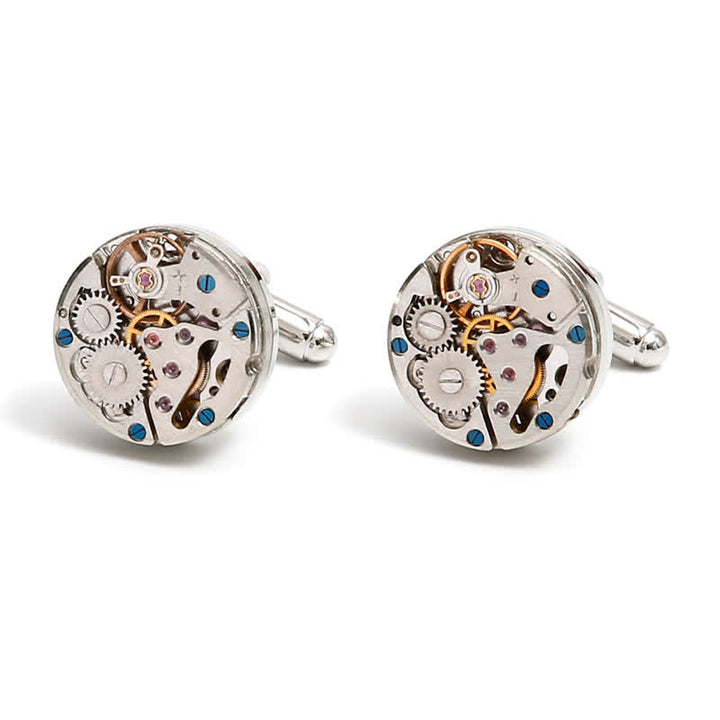 Exquisite Silver Mechanical Steampunk Gears Cufflinks - image 6