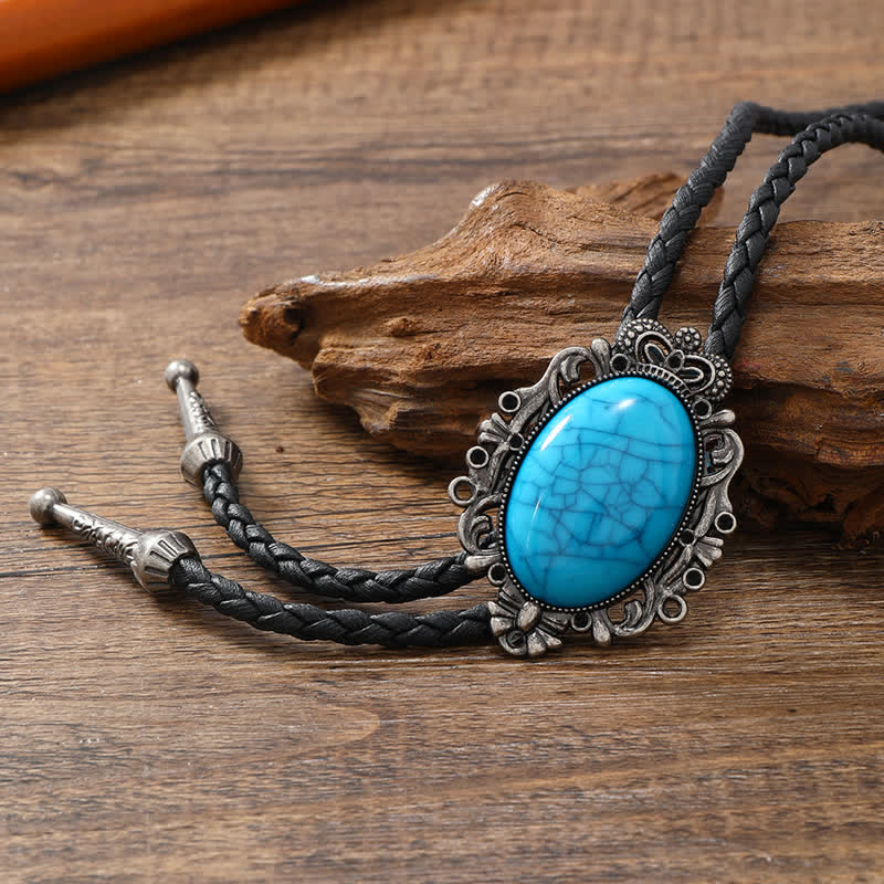 Western Eagle Bird Turquoise Stone Bolo Tie - Style #3 - image 7