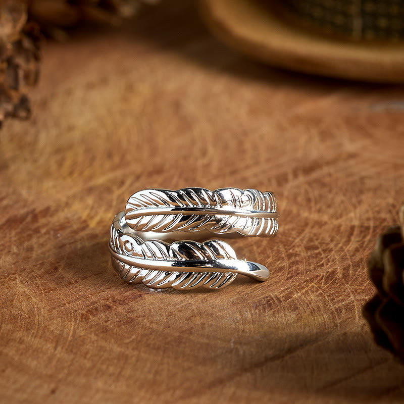 Solid Color Copper Vintage Banana Leaf Adjustable Ring - image 0