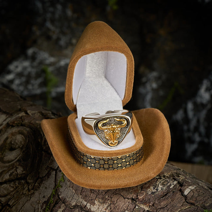 Men's Domineering Rock Bull Horse Totem Opening Adjustable Ring - image 1
