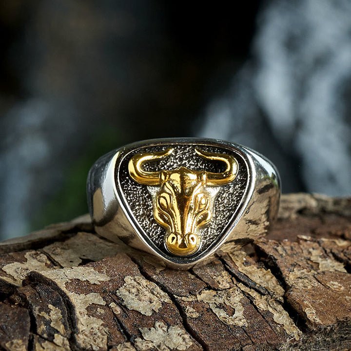 Men's Domineering Rock Bull Horse Totem Opening Adjustable Ring - image 2