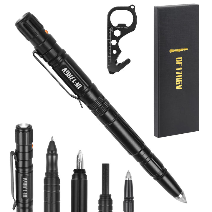 Multi-Functional Lighting Writing Survival EDC Tactical Pen - Black - image 0