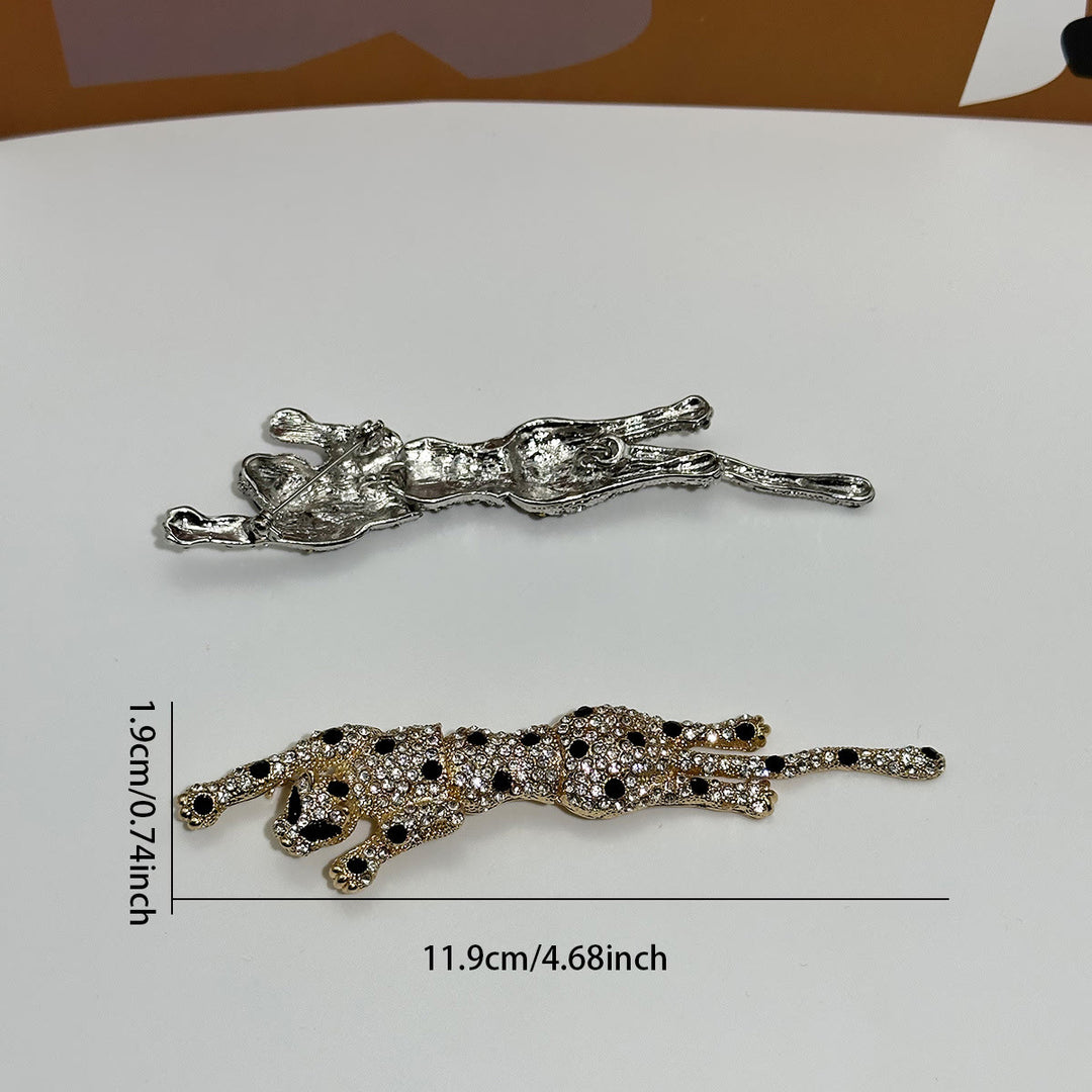 Diamond Studded Black Dot Movable Cheetah Articulated Brooch - image 5