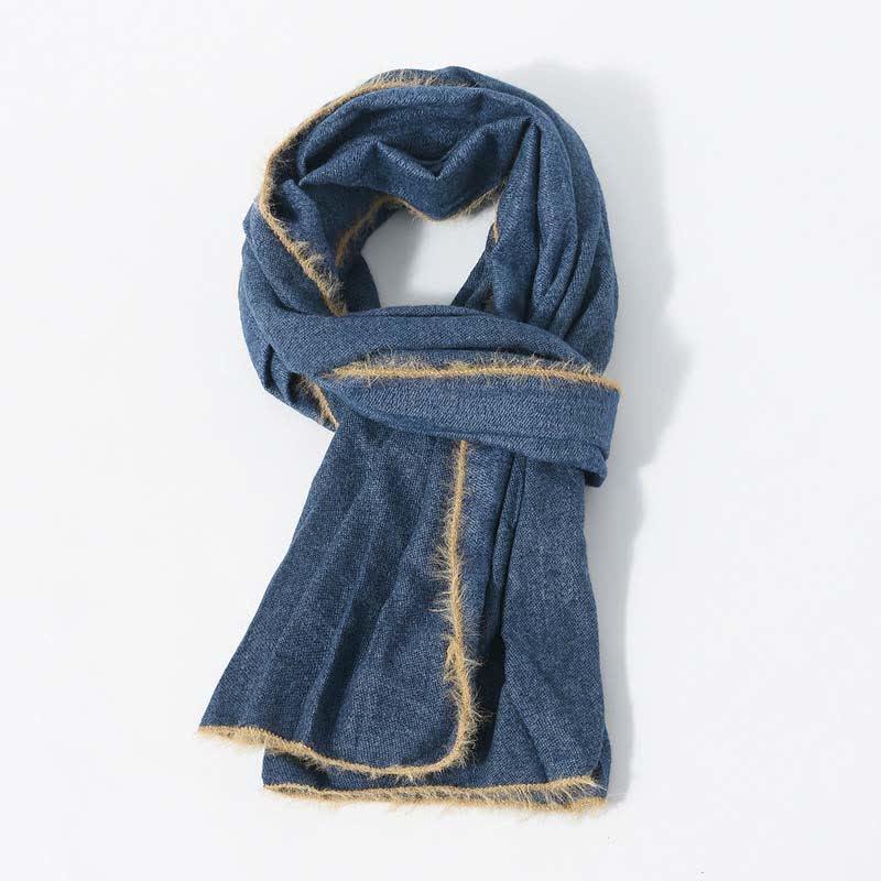 Retro & Chic Solid Color Scarf With Furry Trim - image 6