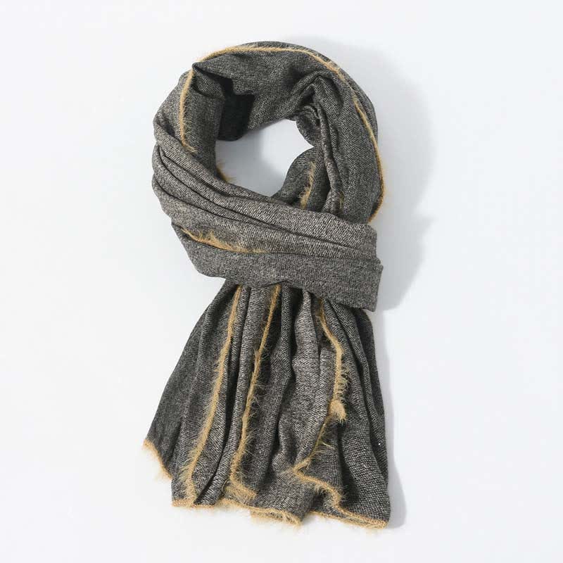 Retro & Chic Solid Color Scarf With Furry Trim - image 1