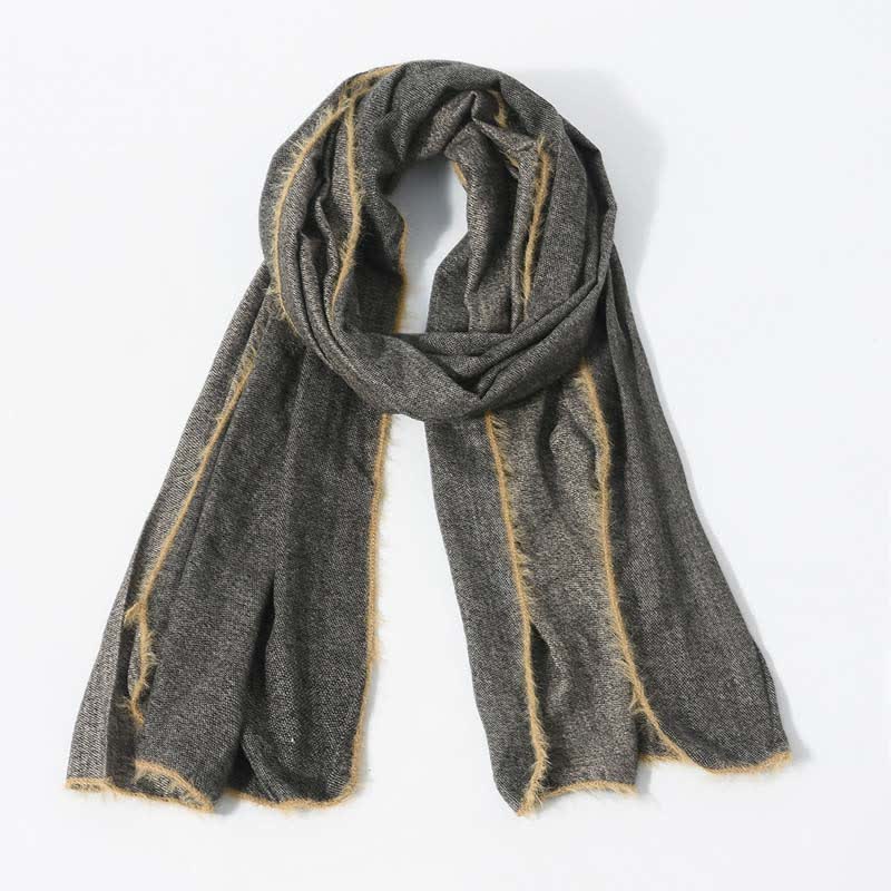 Retro & Chic Solid Color Scarf With Furry Trim - Black - image 0