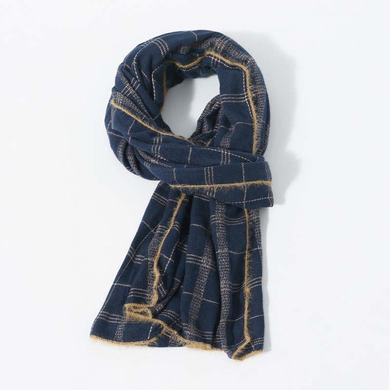 Timeless Classic Plaid Pattern Scarf With Furry Trim - image 9