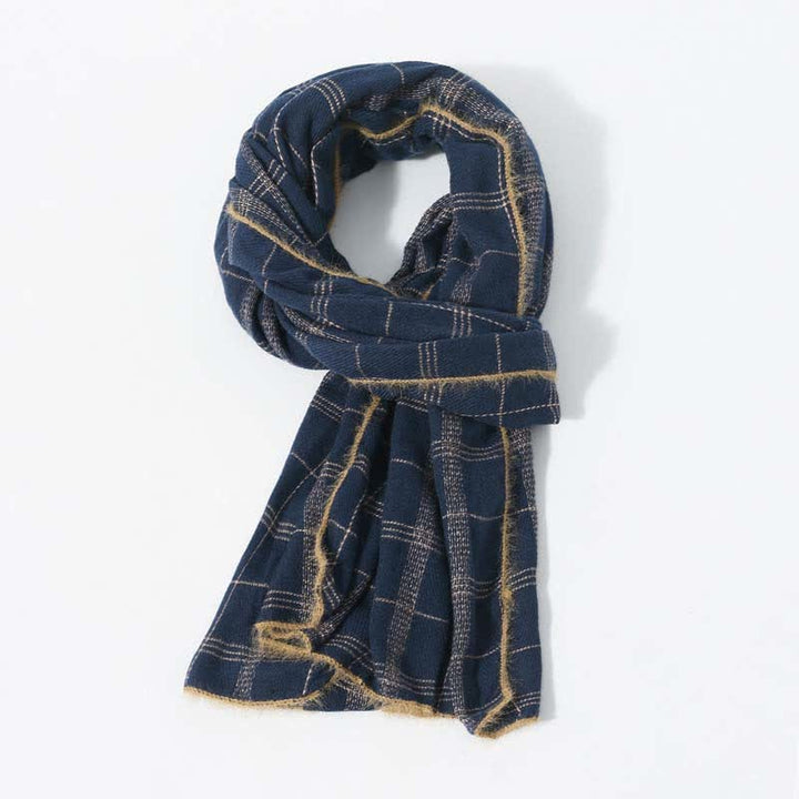 Timeless Classic Plaid Pattern Scarf With Furry Trim - image 9