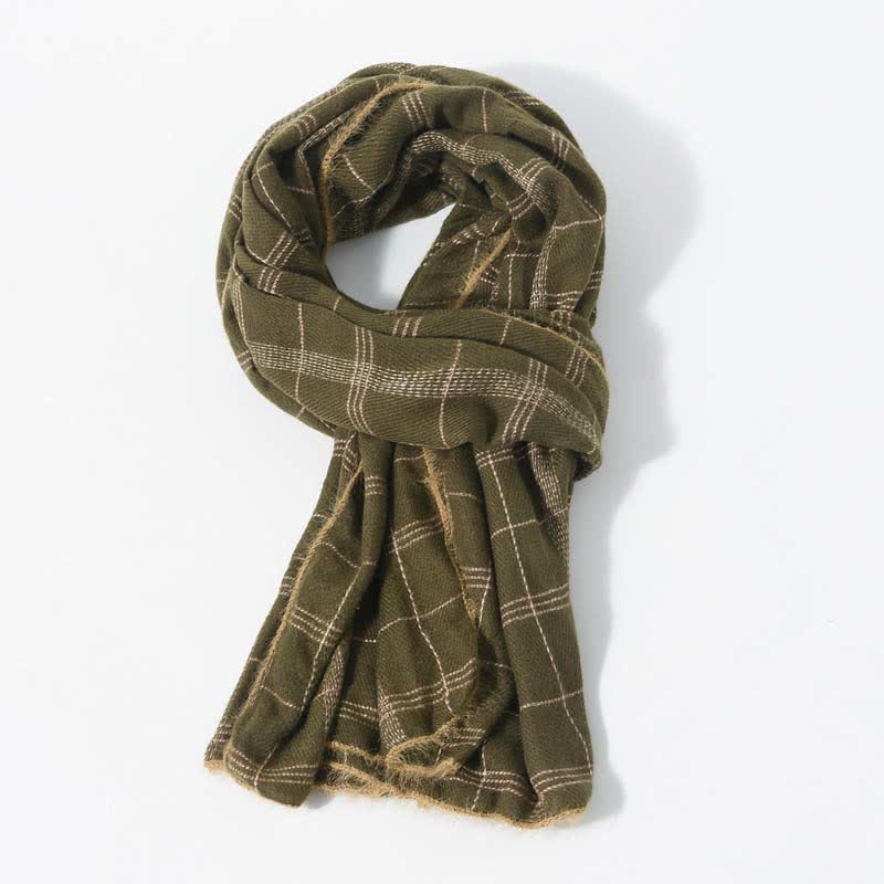 Timeless Classic Plaid Pattern Scarf With Furry Trim - image 12