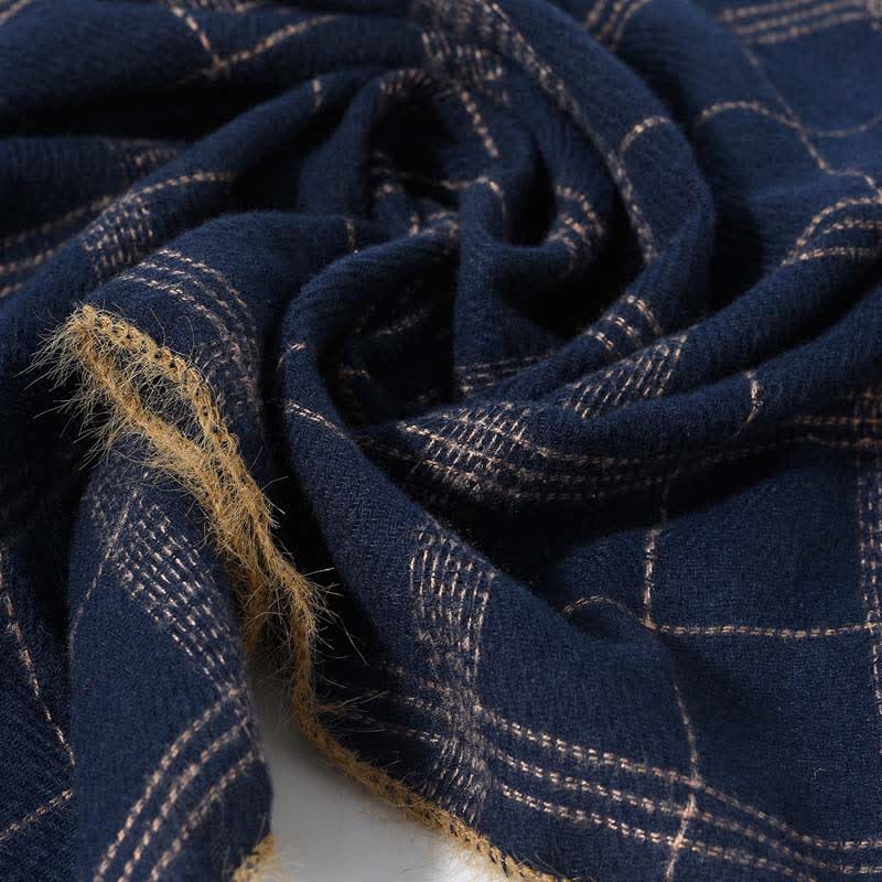 Timeless Classic Plaid Pattern Scarf With Furry Trim - image 10