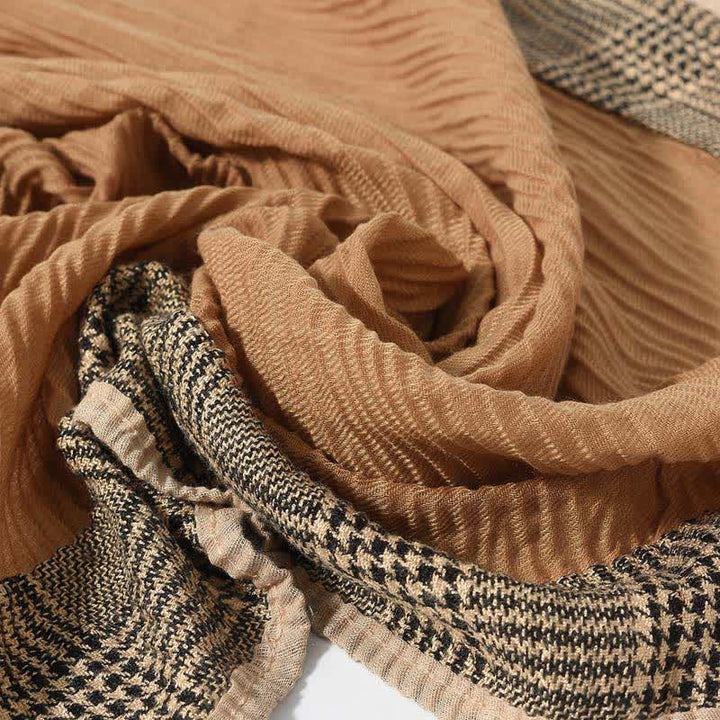Houndstooth Patchwork Pattern Wrinkled Soft Scarf - image 10