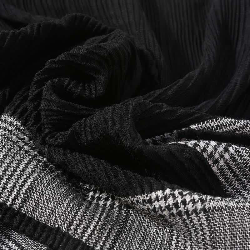 Houndstooth Patchwork Pattern Wrinkled Soft Scarf - image 2