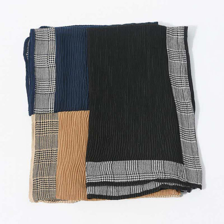 Houndstooth Patchwork Pattern Wrinkled Soft Scarf - image 4
