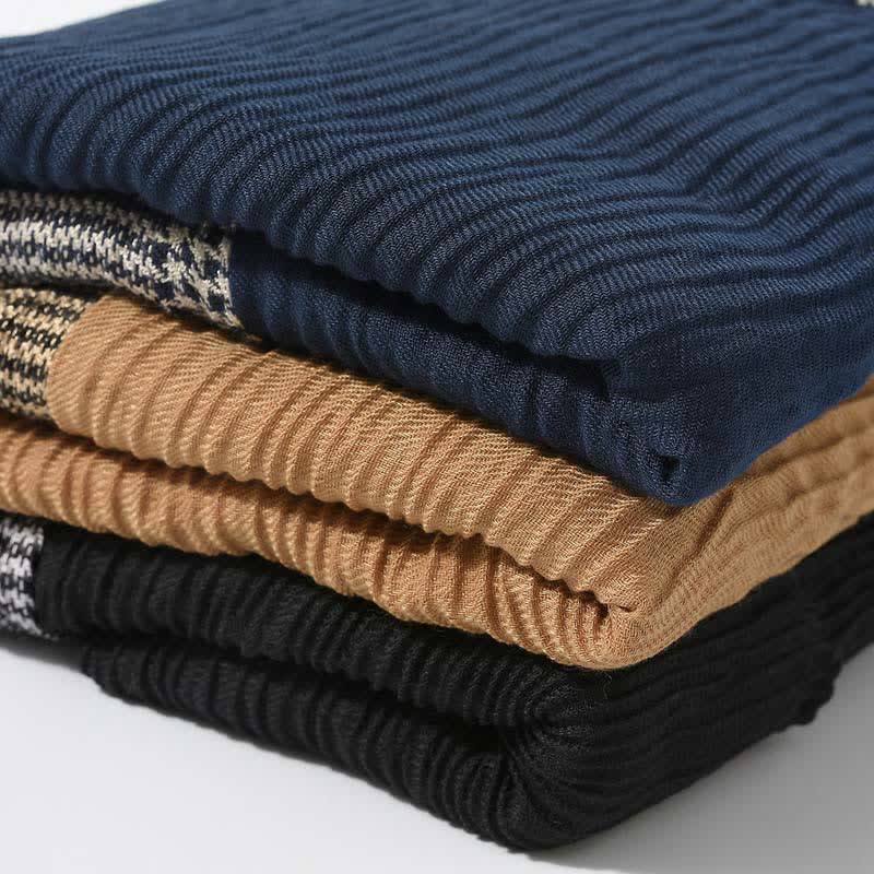 Houndstooth Patchwork Pattern Wrinkled Soft Scarf - image 3