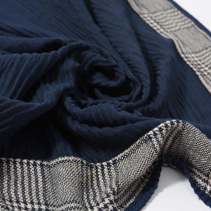 Houndstooth Patchwork Pattern Wrinkled Soft Scarf - image 7