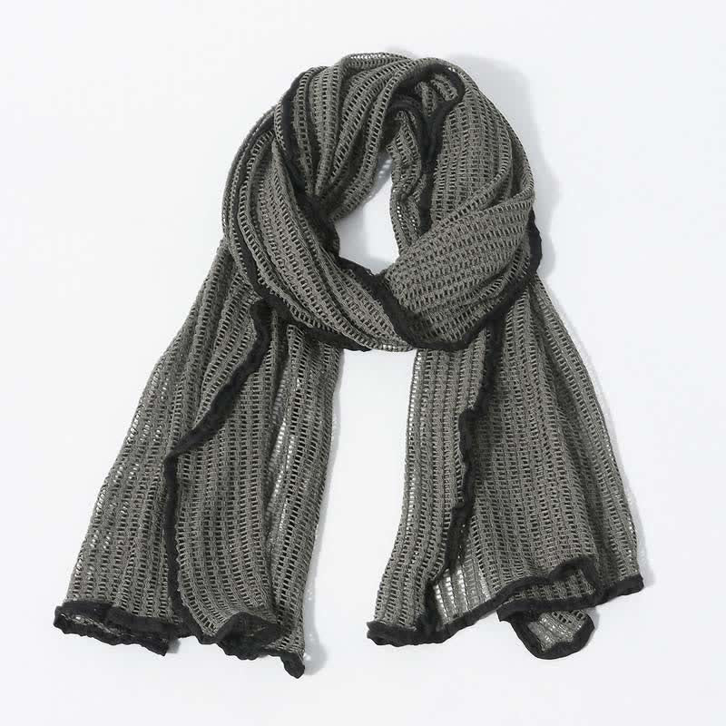 Elegant Hollowed-Out Design Knitting Scarf - Gray - image 0