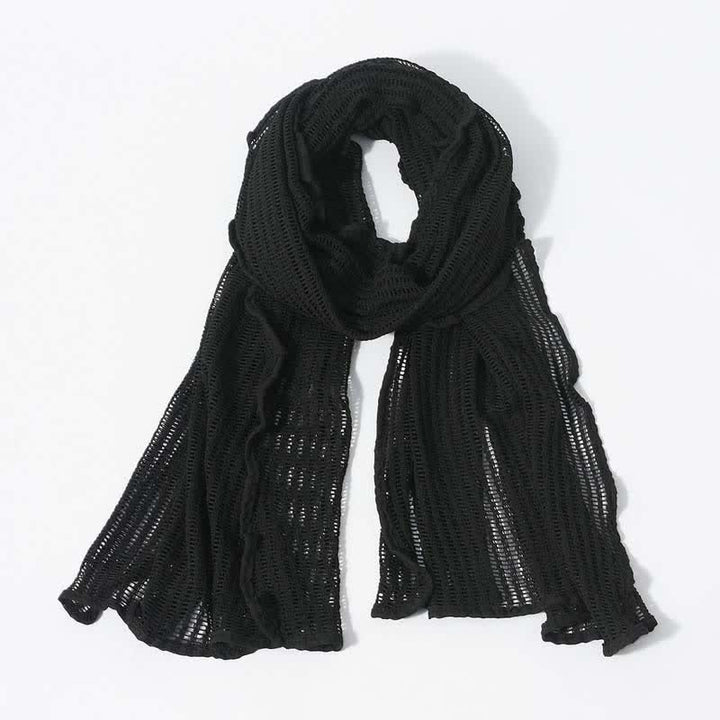 Elegant Hollowed-Out Design Knitting Scarf - Black - image 5