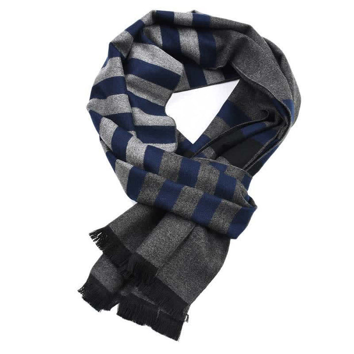 Stylish Double-Sided Striped Pattern Warm Scarf - image 8