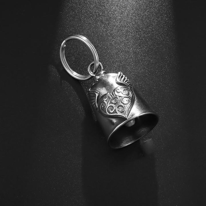 Vintage Silver Wing Heart Bell Keychain - image 6