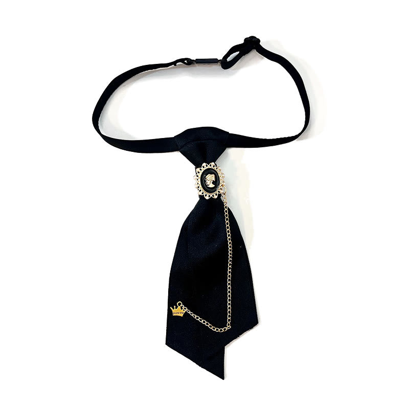 Pre-tied Pure Khaki Queen Women's Necktie - Black - image 2