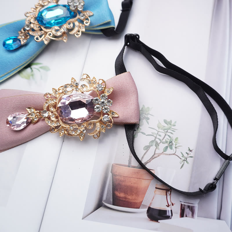 Adjustable Solid Color Crystal Diamond Women's Necktie - image 2