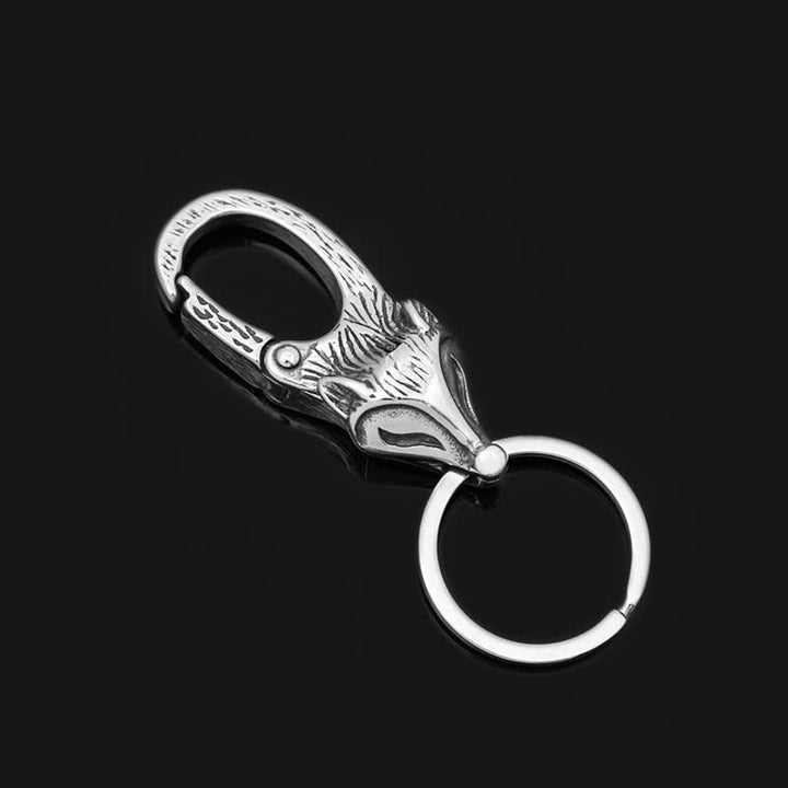 Unique Style Antique Silver Fox Head Keychain - image 4
