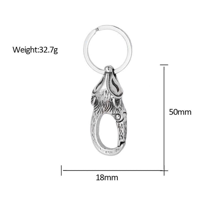 Unique Style Antique Silver Fox Head Keychain - image 5