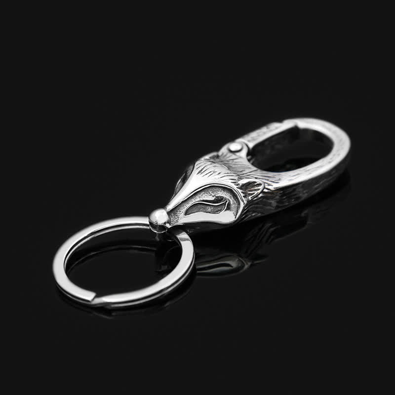 Unique Style Antique Silver Fox Head Keychain - Antique Silver - image 0