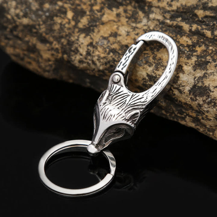 Unique Style Antique Silver Fox Head Keychain - image 2