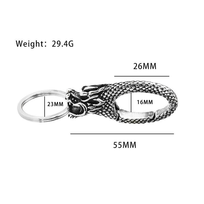 Delicate Antique Silver Dragon Head Keychain - image 5