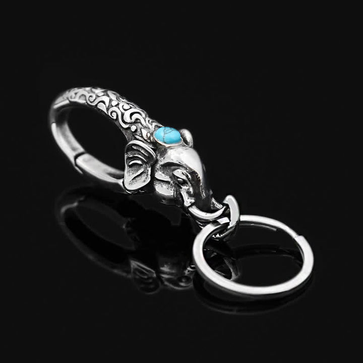 Elephant Head Keychain With Faux Turquoise Stone - image 4