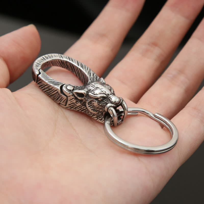 Viking Stainless Steel Panther Head Keychain - image 1