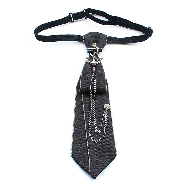 Ship Anchor Pre-tied Unisex Necktie With Adjustable Band - Grey - image 6