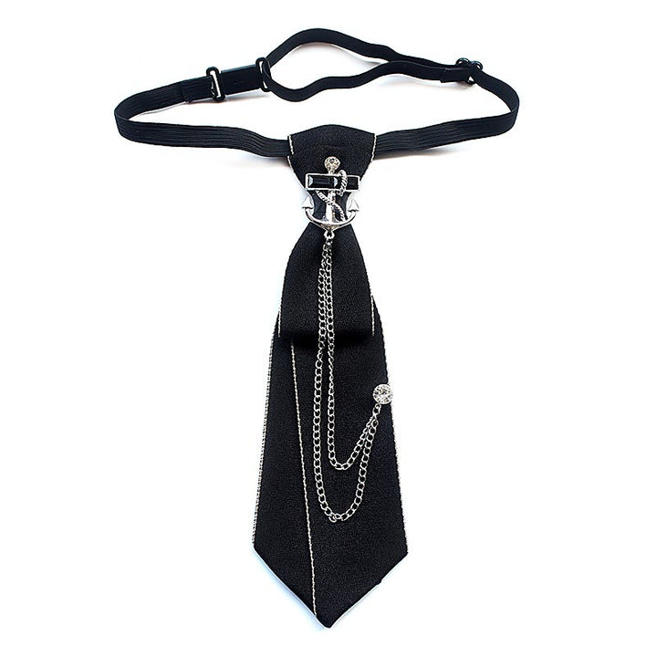 Ship Anchor Pre-tied Unisex Necktie With Adjustable Band - Black - image 5