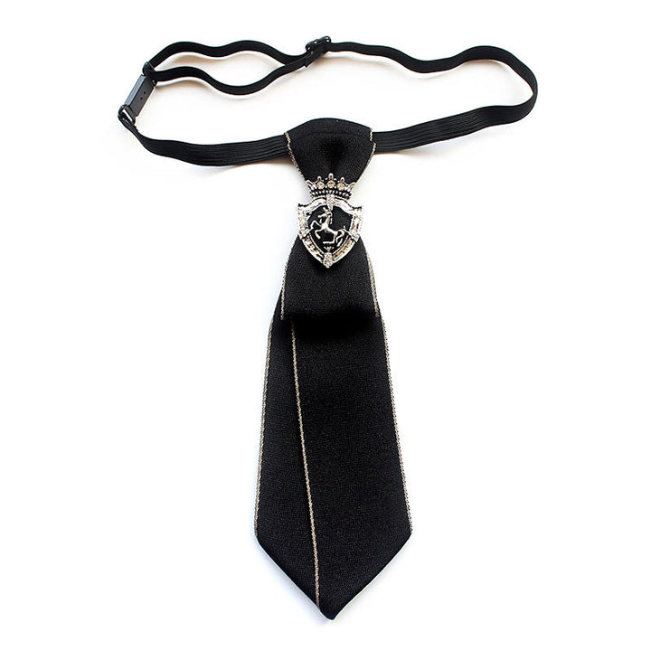 Shield Horse Pre-tied Unisex Necktie With Adjustable Band - Black - image 5
