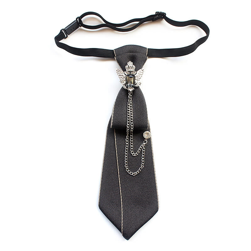 Double-headed Eagle Pre-tied Unisex Necktie With Adjustable Band - Grey - image 4