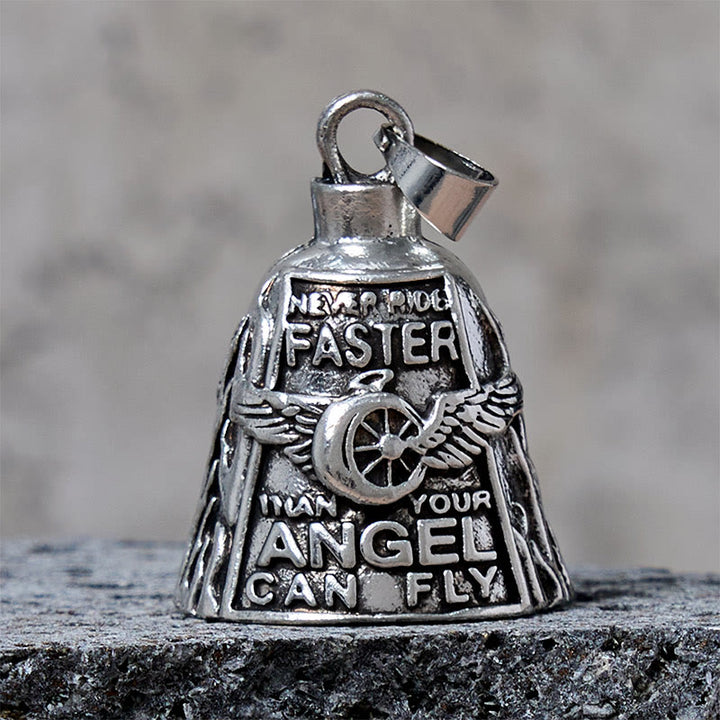 Angel Wing Wheel Lucky Bell Keychain For Riding - Silver - Pendant - image 1