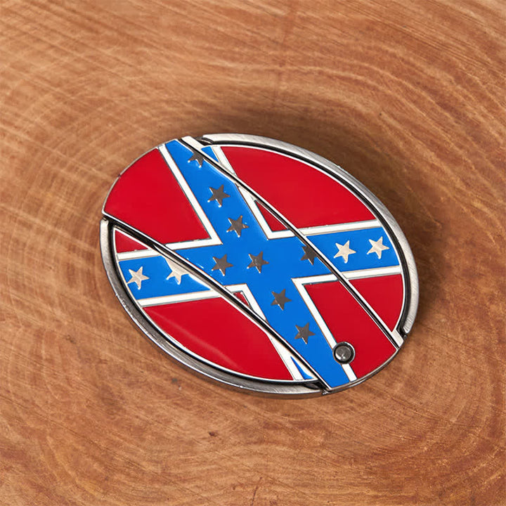 Red & Blue Confederate Flag DIY Hidden Knife Buckle Leather Belt - image 2