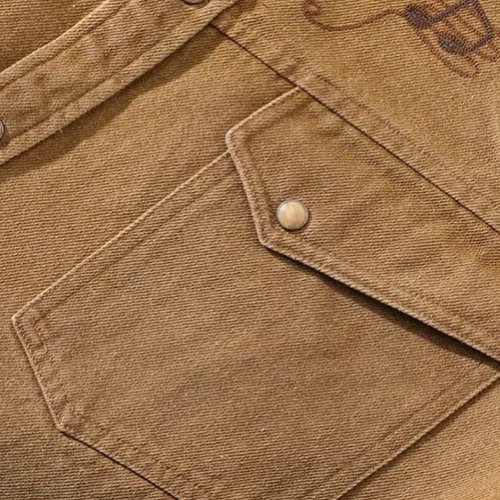 Vintage Guitar Musical Note Embroidery Western Cowboy Shirt - image 6