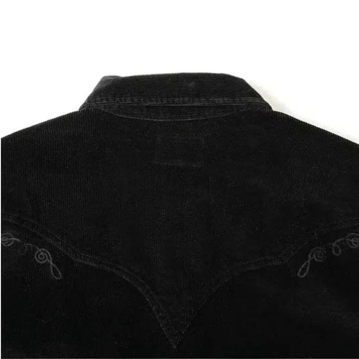 Black Corduroy Embroidery Western Cowboy Shirt - image 5