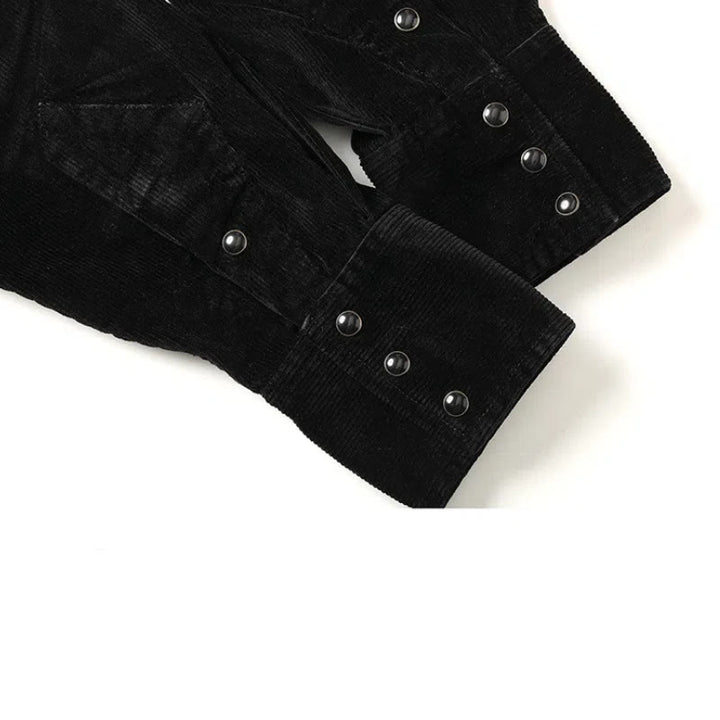 Black Corduroy Embroidery Western Cowboy Shirt - image 6