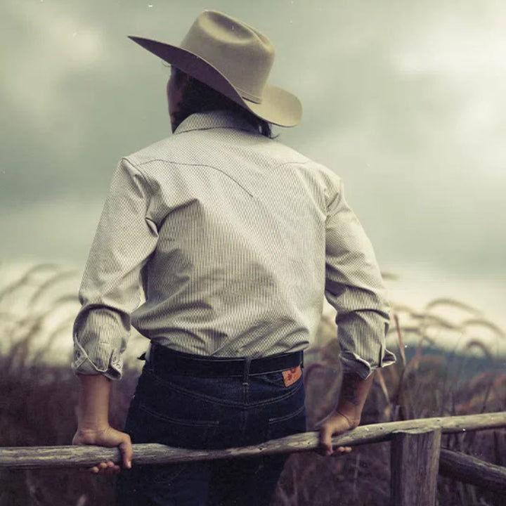 Vintage Beige Woven Stripe Western Cowboy Shirt - image 2