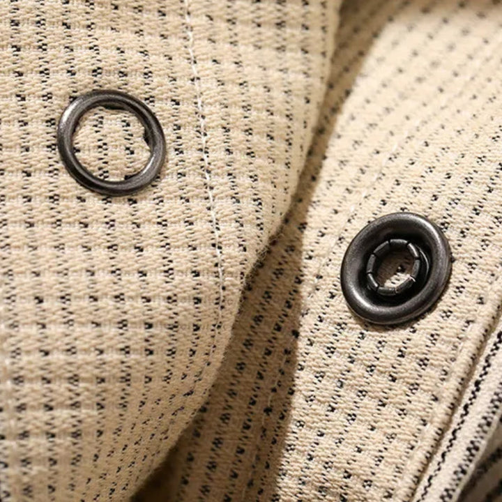 Vintage Beige Woven Stripe Western Cowboy Shirt - image 8