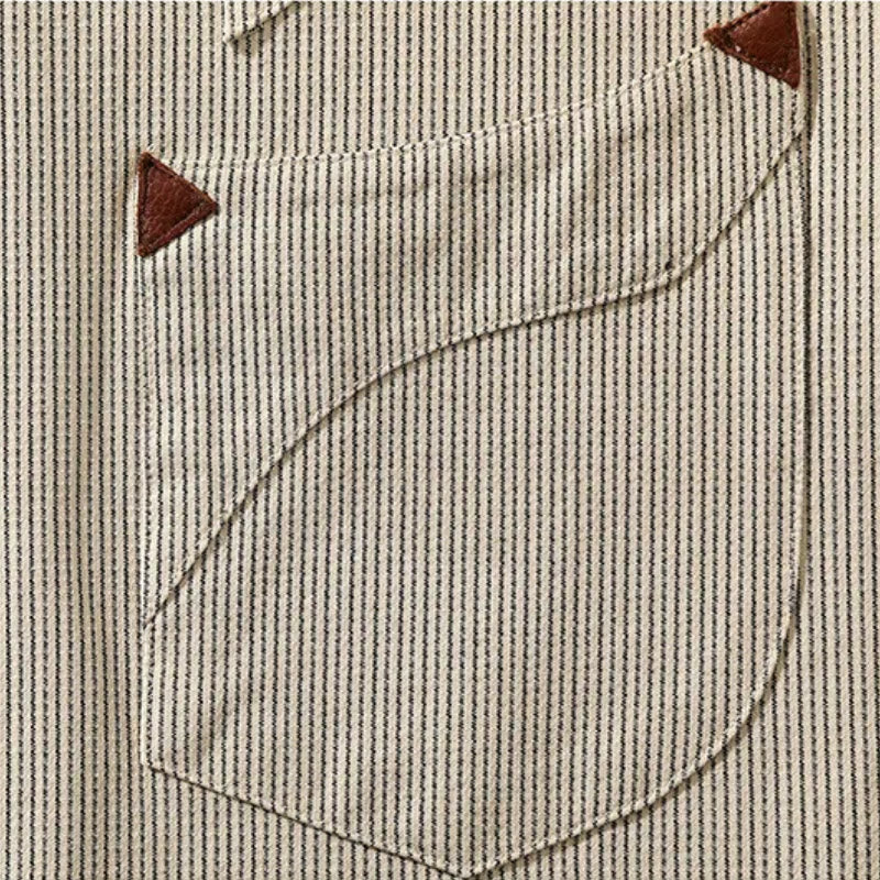 Vintage Beige Woven Stripe Western Cowboy Shirt - image 5