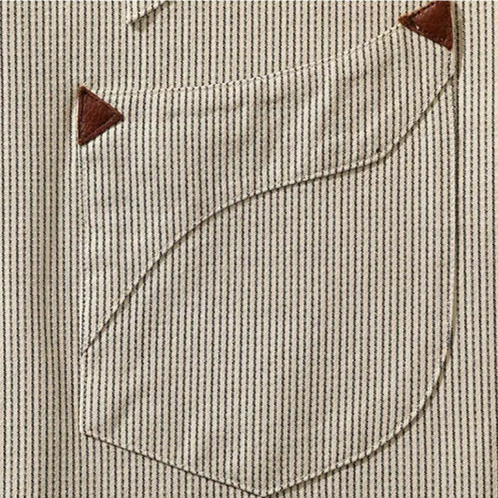 Vintage Beige Woven Stripe Western Cowboy Shirt - image 5